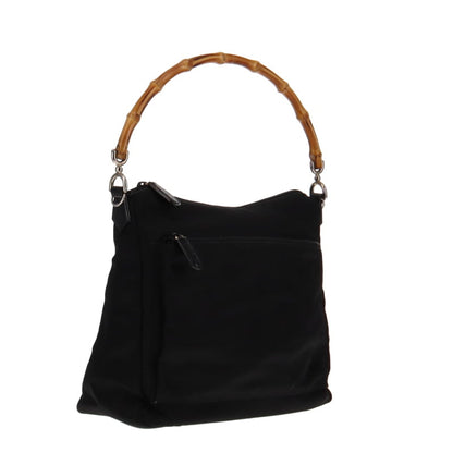 Gucci Black Canvas Bamboo Small Tote