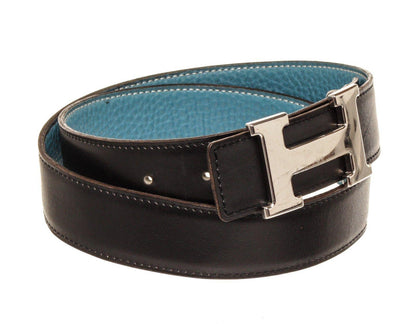 Hermes Blue Black Leather H Belt