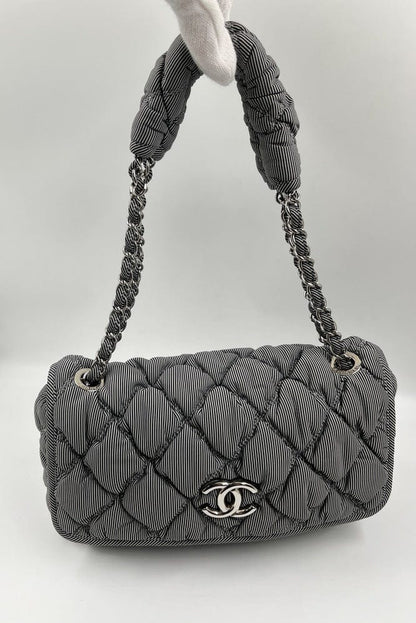 Chanel Striped Bubble Quilted Shoulder Bag