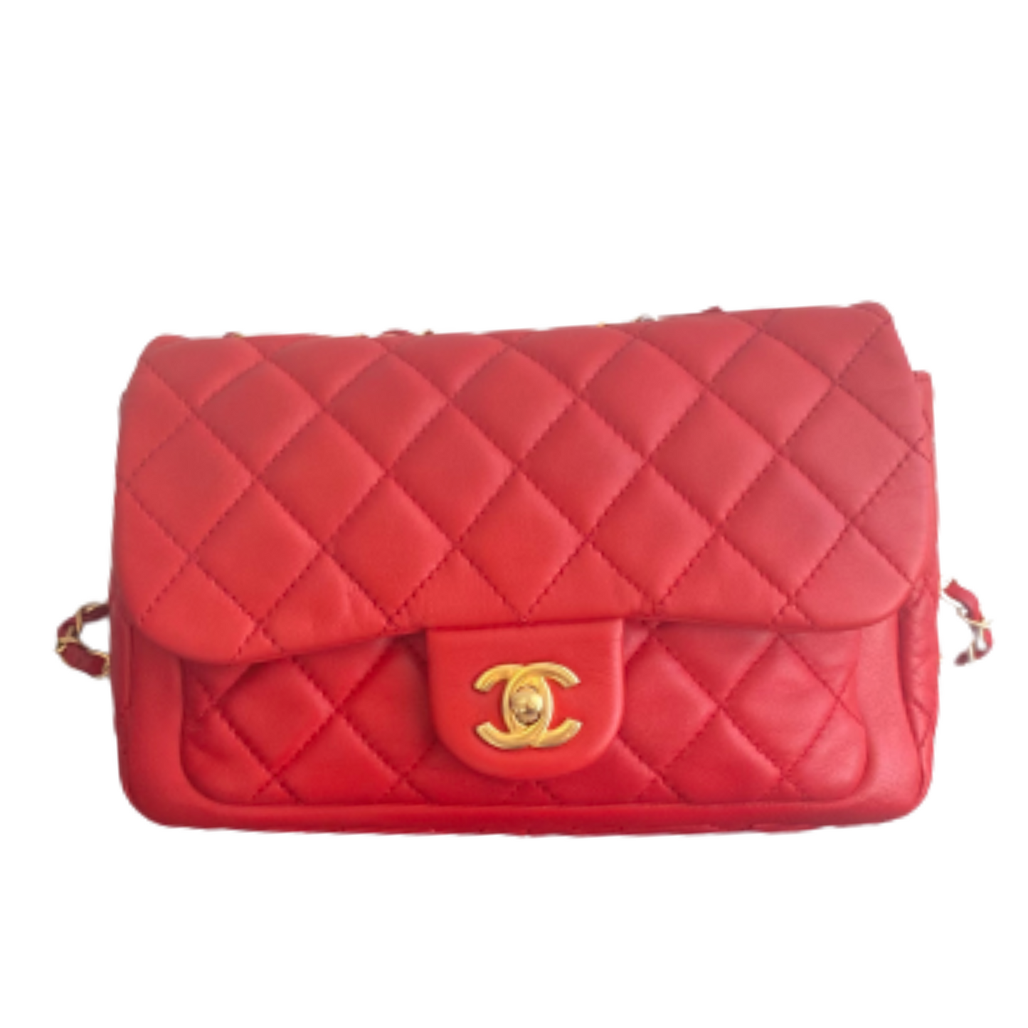 Chanel Red Leather Matelasse shoulder Bag