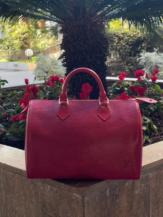 Louis Vuitton - Sac Speedy 30 cuir épi rouge