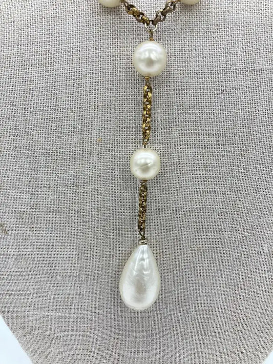 Vintage Chanel Pearl Y Lariat Necklace