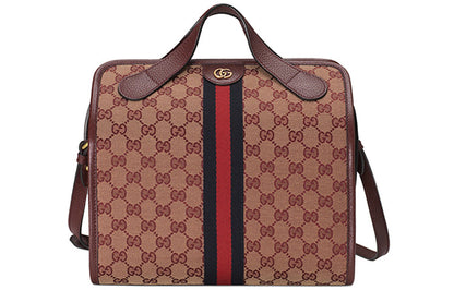 (WMNS) GUCCI Logo Stripe Webbing Canvas Large Capacity travel handbag  / Red Classic 565224-9Y9MT-9864