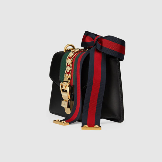 Gucci SyLouis Vuittonie Leather Mini Chain Bag Black