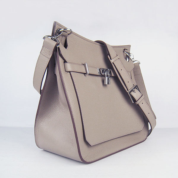 Hermes Leather Shoulder bag H6508 grey silver