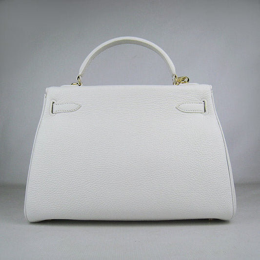 Hermes Kelly 32cm Togo Leather HandBag 6108 White Golden