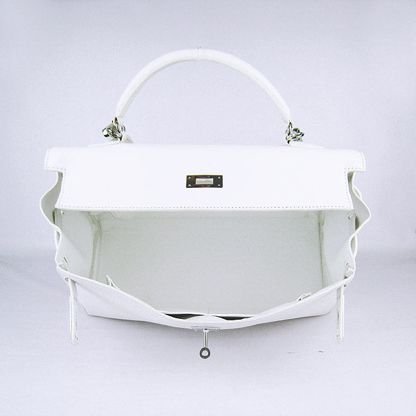 Hermes Kelly 35cm Togo Leather HandBag White/Silver