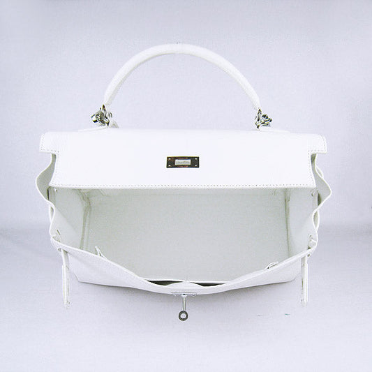 Hermes Kelly 35cm Togo Leather HandBag White/Silver