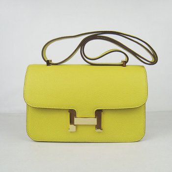 Hermes Calf Leather H020 Handbag Lemon Yellow Golden