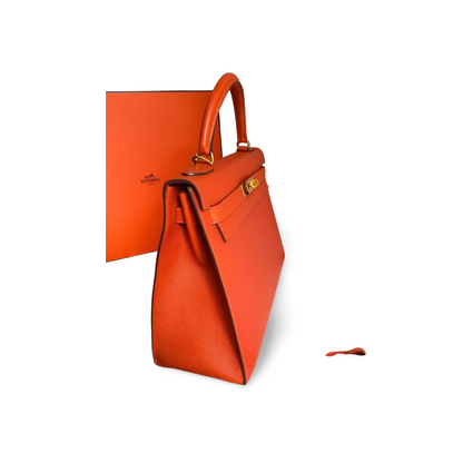 Hermes Kelly Sellier Bag 32 in Orange Epsom Leather With Gold Hardware