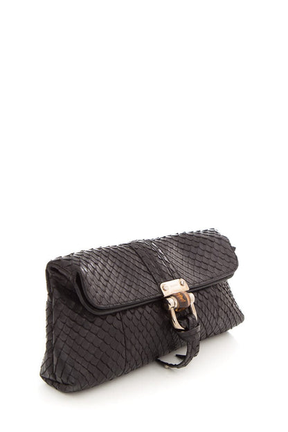 Gucci Black Python Clutch