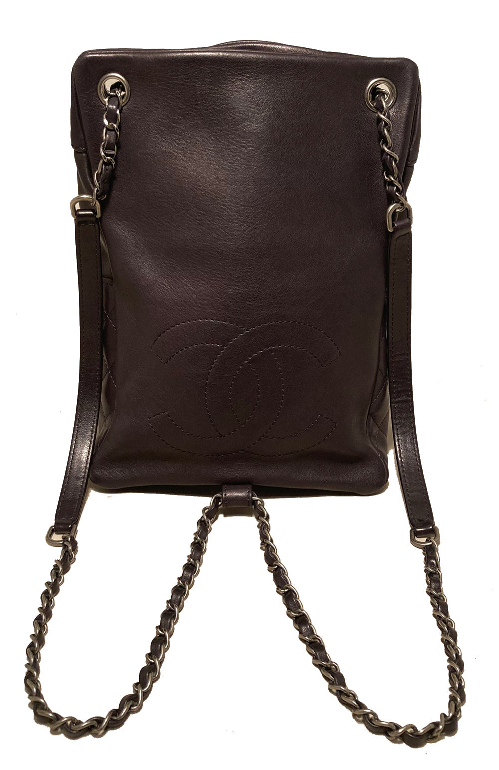 Chanel Black Leather Drawstring Backpack