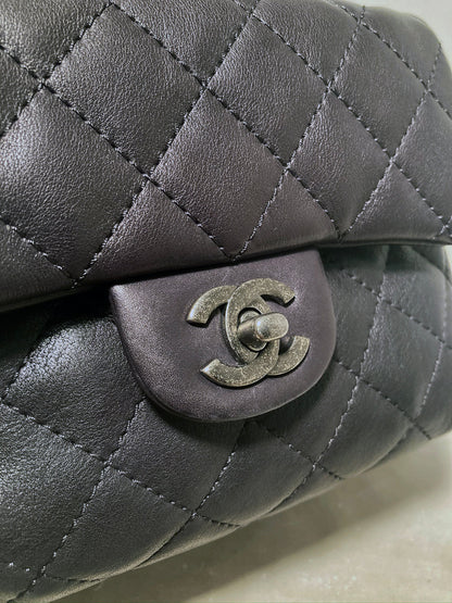 Chanel Black Leather Drawstring Backpack