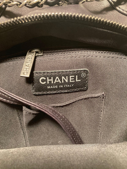 Chanel Black Leather Drawstring Backpack