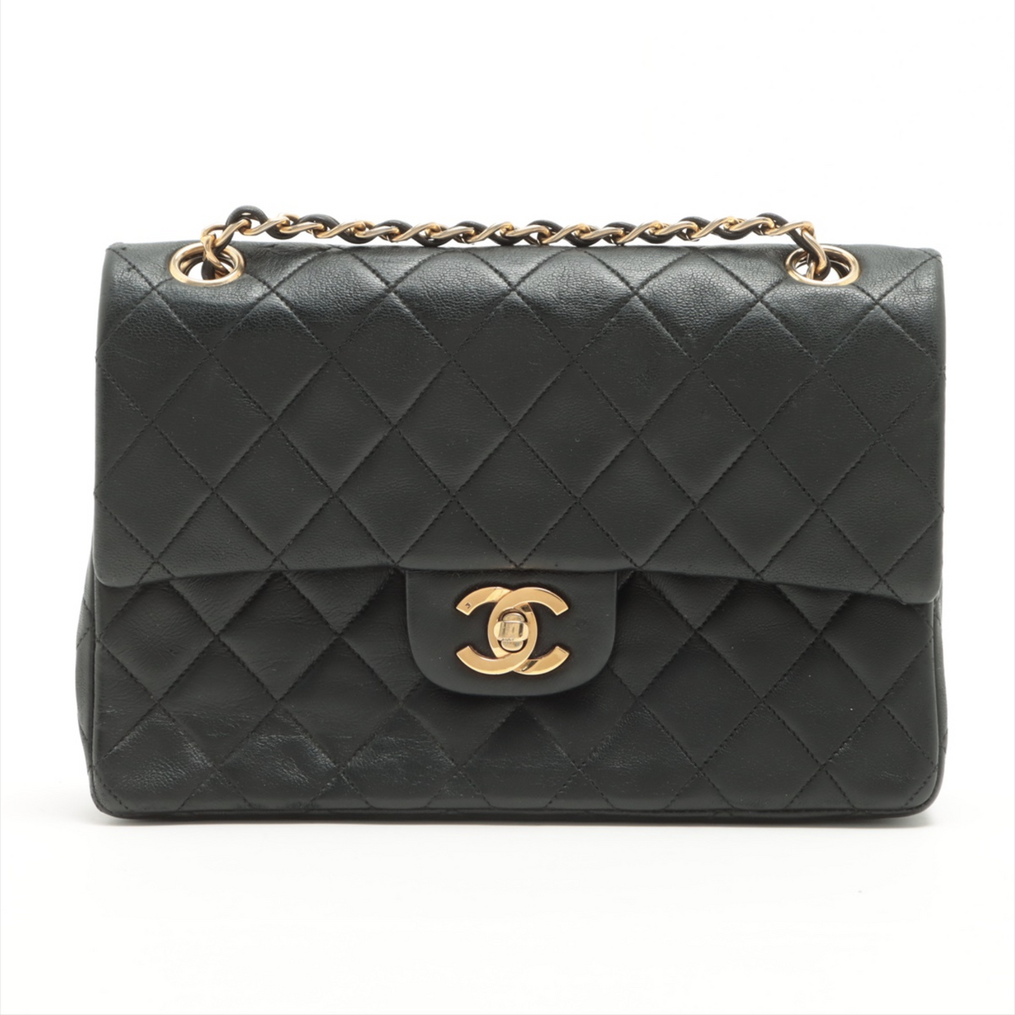 Chanel Black Leather Double flap shoulder Bag