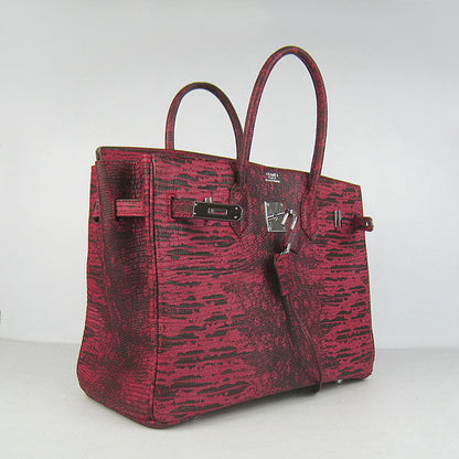 Hermes Birkin 35CM Lizard Pattern handbag 6089 Red/silver