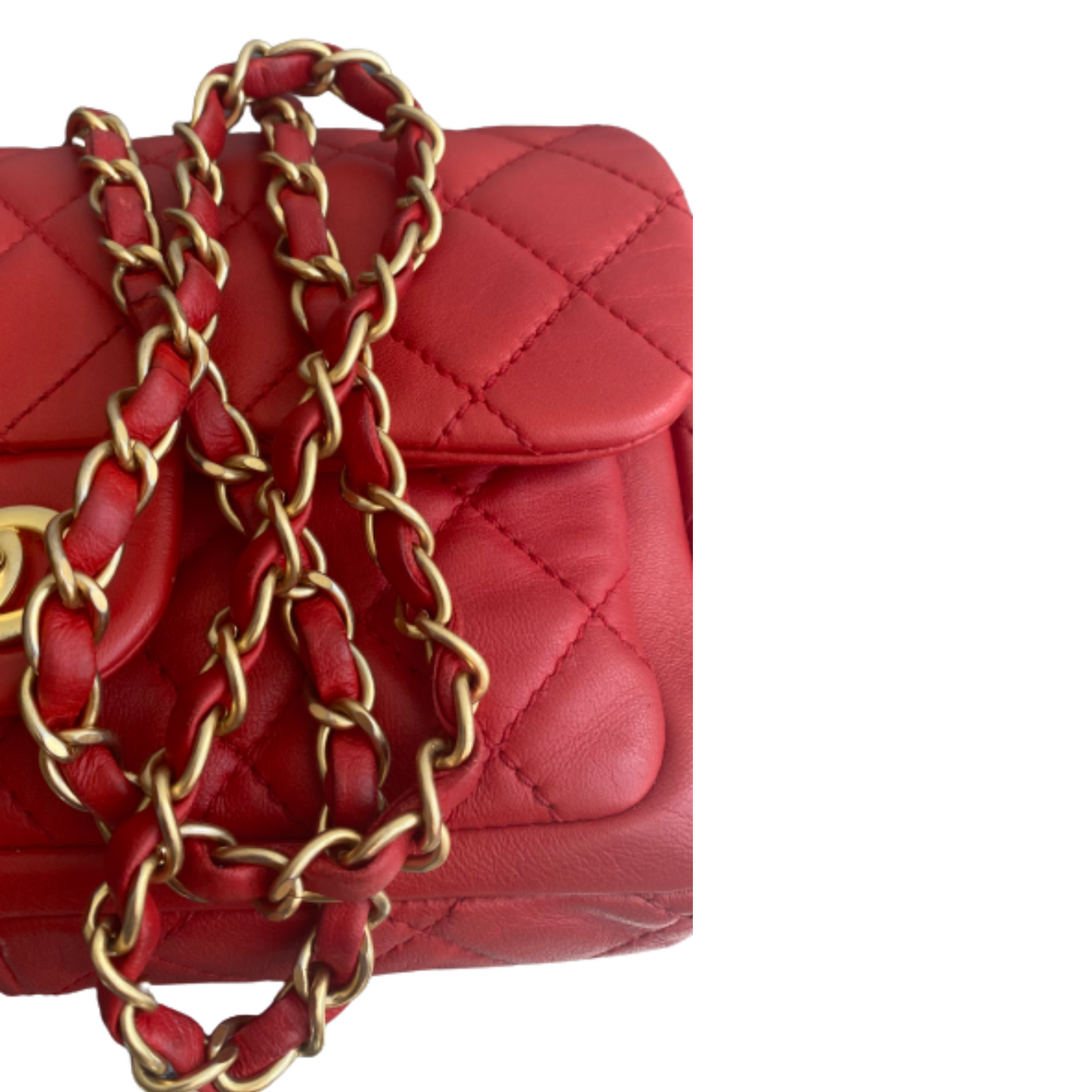 Chanel Red Leather Matelasse shoulder Bag