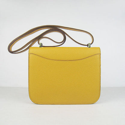 Hermes Constance Cowskin Leather Bag H017 yellow silver