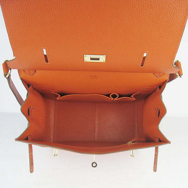 Hermes Leather Shoulder bag H6508 orange golden