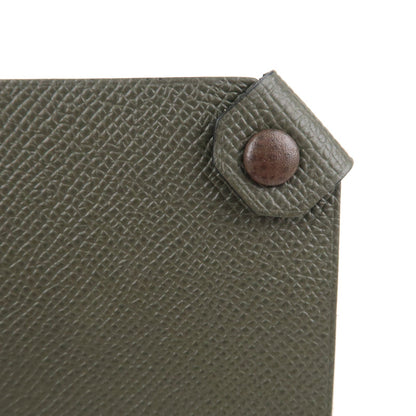 HERMES Epsom Tarmac PM Passport Case Leather Y Stamp Gray