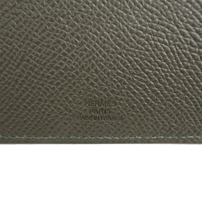 HERMES Epsom Tarmac PM Passport Case Leather Y Stamp Gray