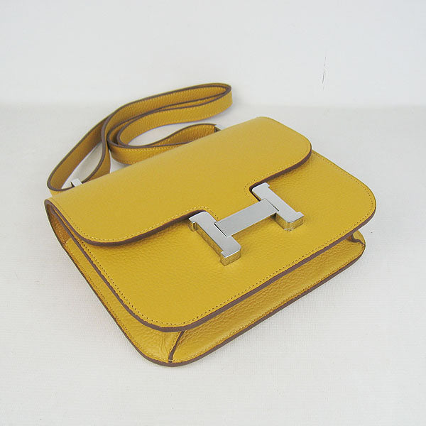 Hermes Constance Cowskin Leather Bag H017 yellow silver