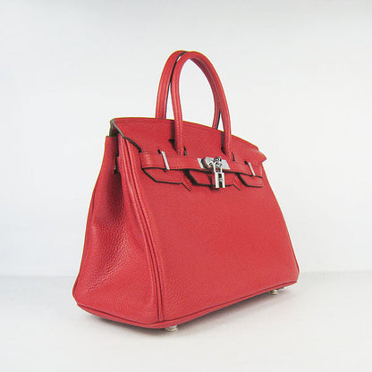 Hermes Birkin 30cm Togo Leather Handbags Red Silver