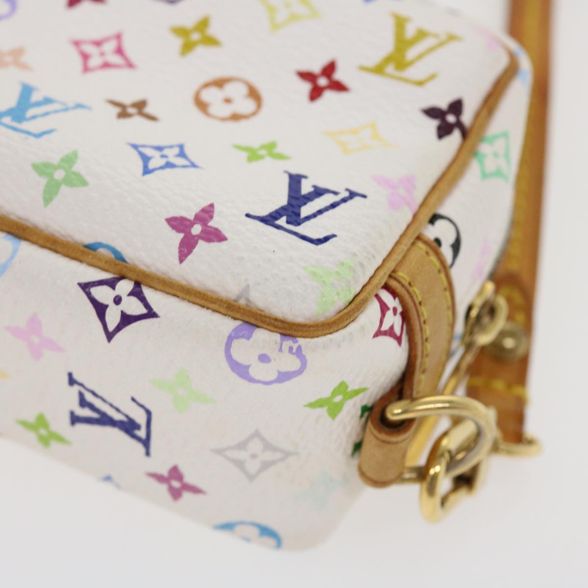 Louis Vuitton  Monogram Multicolor Trousse Wapity Pouch White M58033 Auth 38926