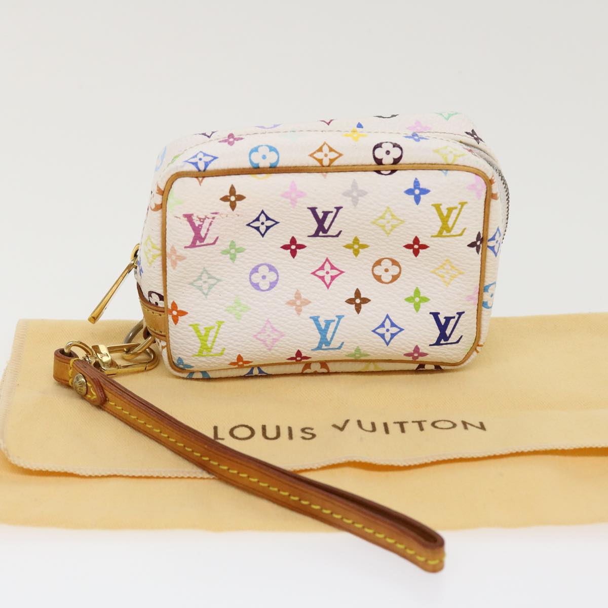 Louis Vuitton  Monogram Multicolor Trousse Wapity Pouch White M58033 Auth 38926