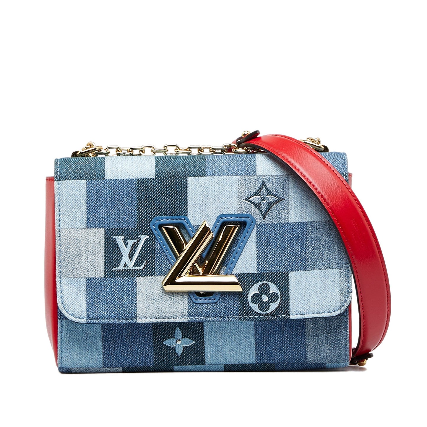 Louis Vuitton  Damier Denim Patchwork Twist MM Crossbody Bag