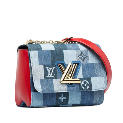 Louis Vuitton  Damier Denim Patchwork Twist MM Crossbody Bag