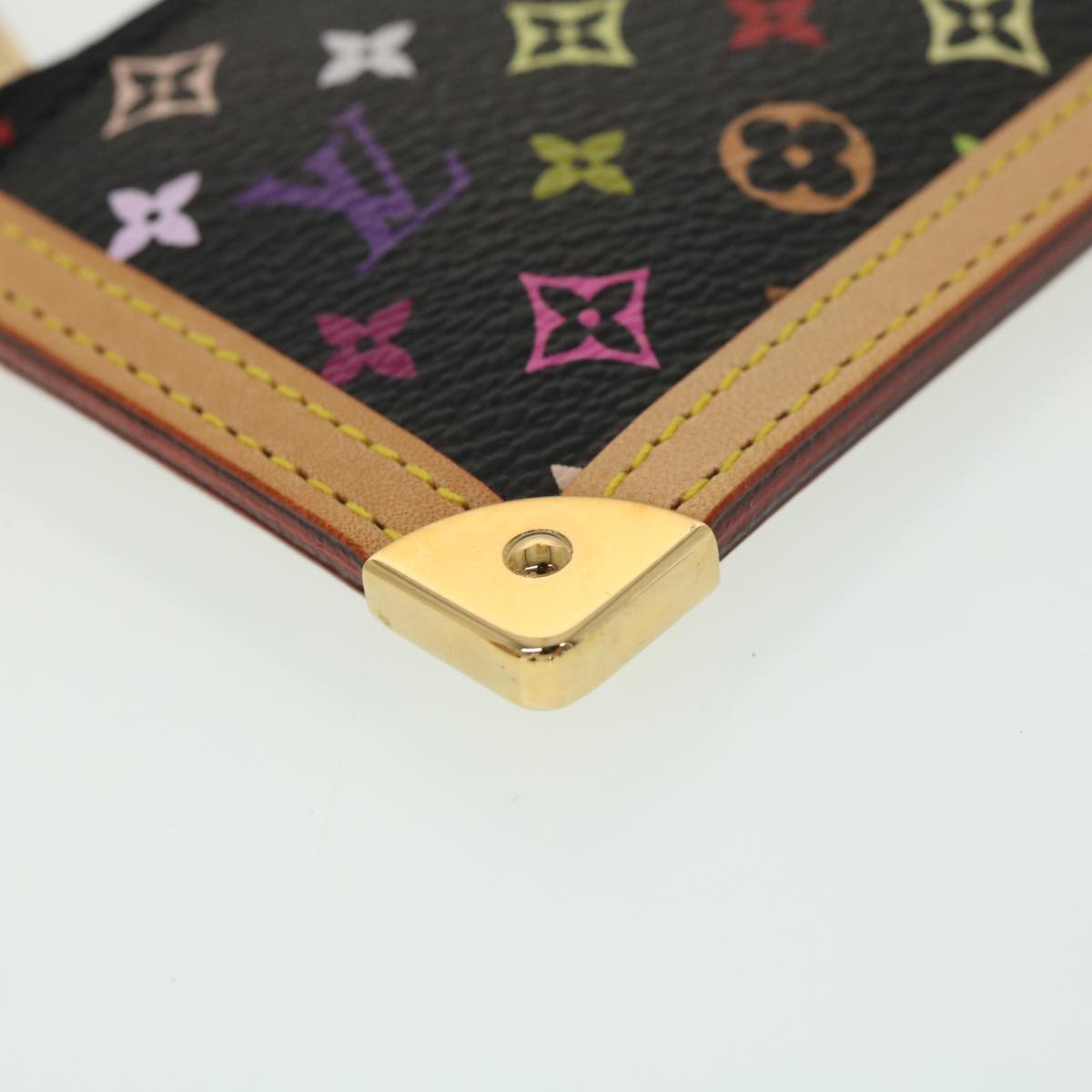 Louis Vuitton  Multicolor Pochette Cles Coin Purse Black M92654 LV Auth 39201A