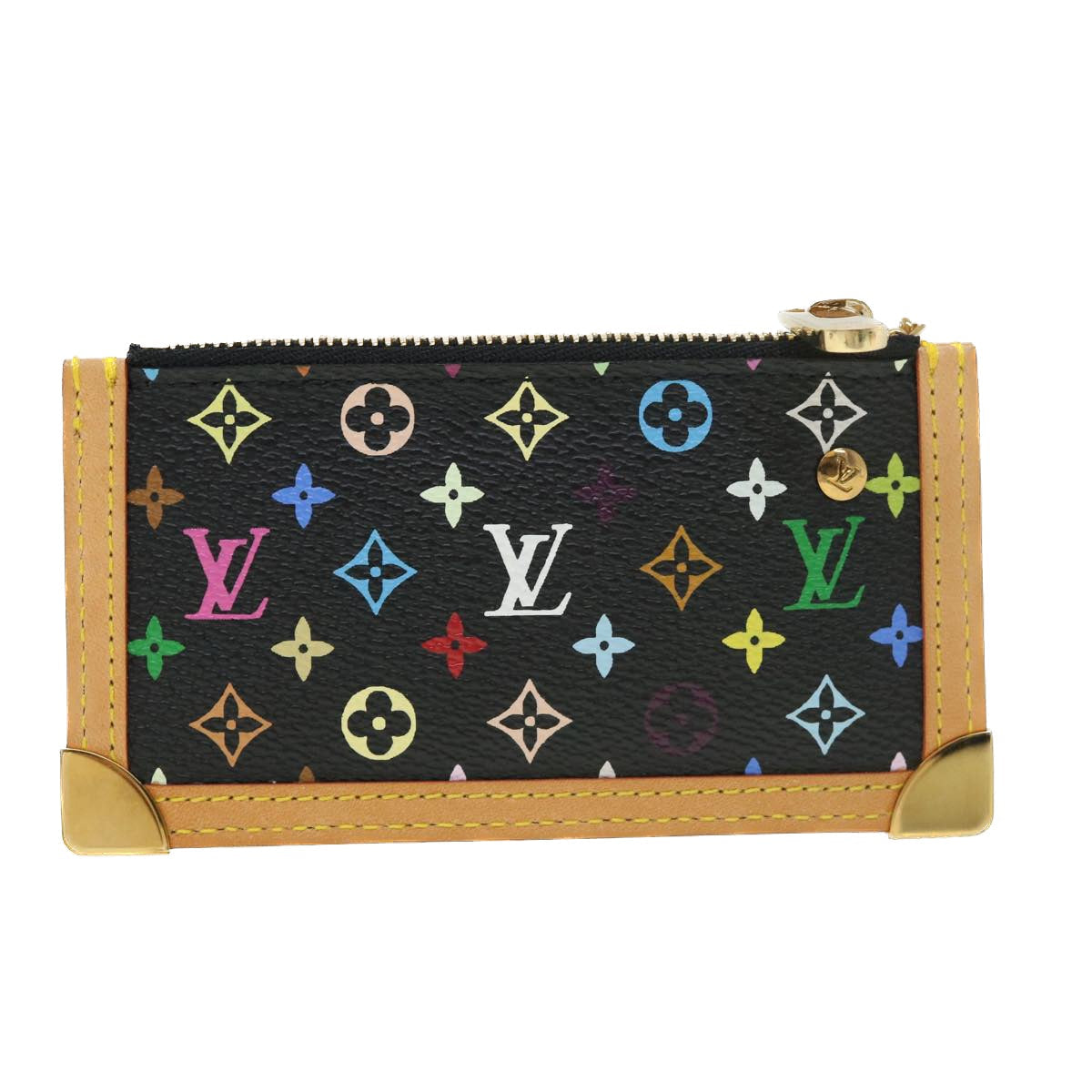 Louis Vuitton  Multicolor Pochette Cles Coin Purse Black M92654 LV Auth 39201A