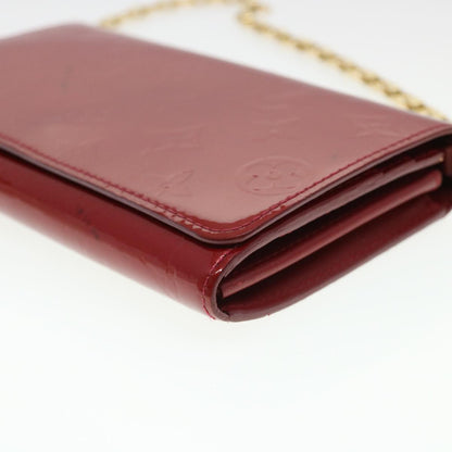 Louis Vuitton  Vernis Portefeiulle Sarah Chain Long Wallet Red M90206 Auth 39373