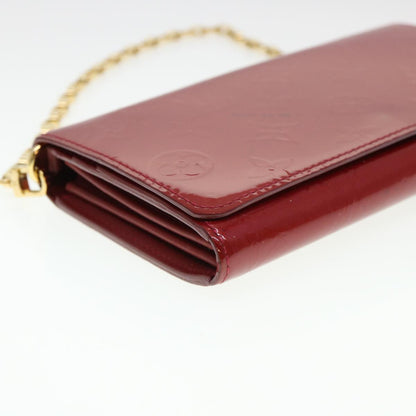 Louis Vuitton  Vernis Portefeiulle Sarah Chain Long Wallet Red M90206 Auth 39373