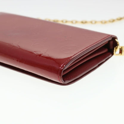 Louis Vuitton  Vernis Portefeiulle Sarah Chain Long Wallet Red M90206 Auth 39373