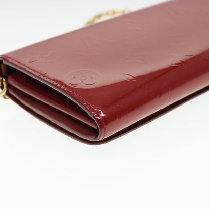 Louis Vuitton  Vernis Portefeiulle Sarah Chain Long Wallet Red M90206 Auth 39373