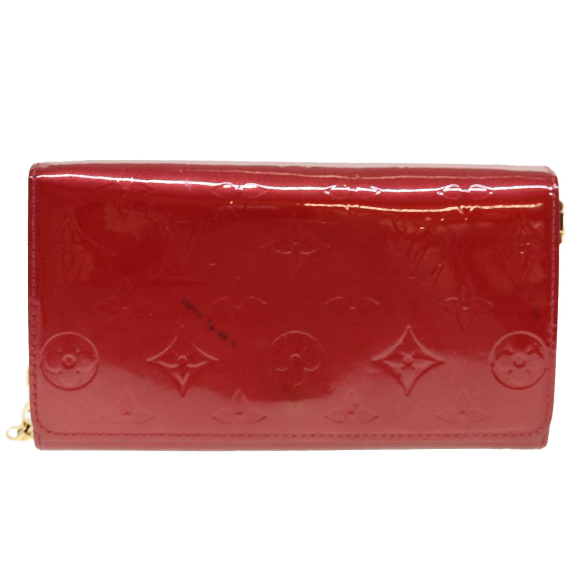 Louis Vuitton  Vernis Portefeiulle Sarah Chain Long Wallet Red M90206 Auth 39373