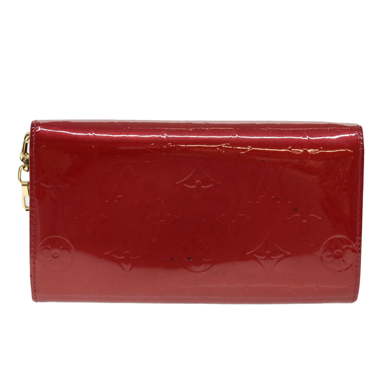 Louis Vuitton  Vernis Portefeiulle Sarah Chain Long Wallet Red M90206 Auth 39373