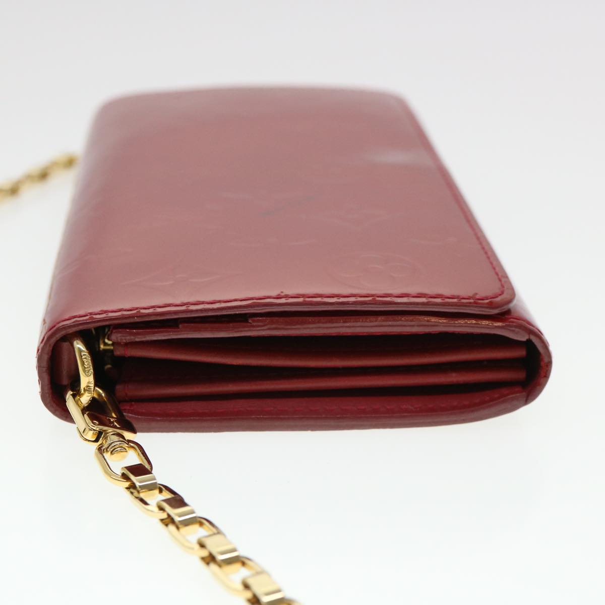 Louis Vuitton  Vernis Portefeiulle Sarah Chain Long Wallet Red M90206 Auth 39373