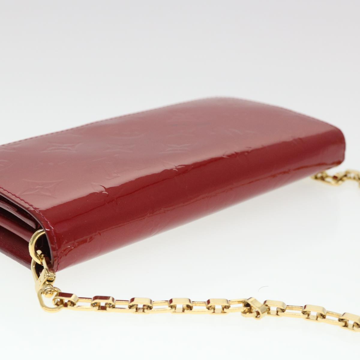 Louis Vuitton  Vernis Portefeiulle Sarah Chain Long Wallet Red M90206 Auth 39373