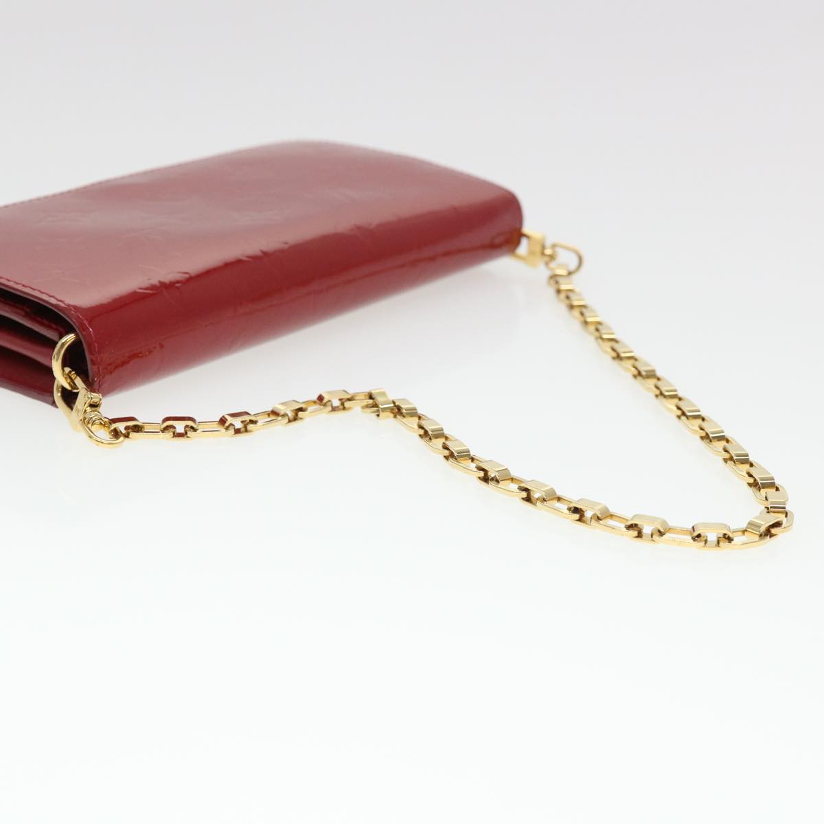 Louis Vuitton  Vernis Portefeiulle Sarah Chain Long Wallet Red M90206 Auth 39373