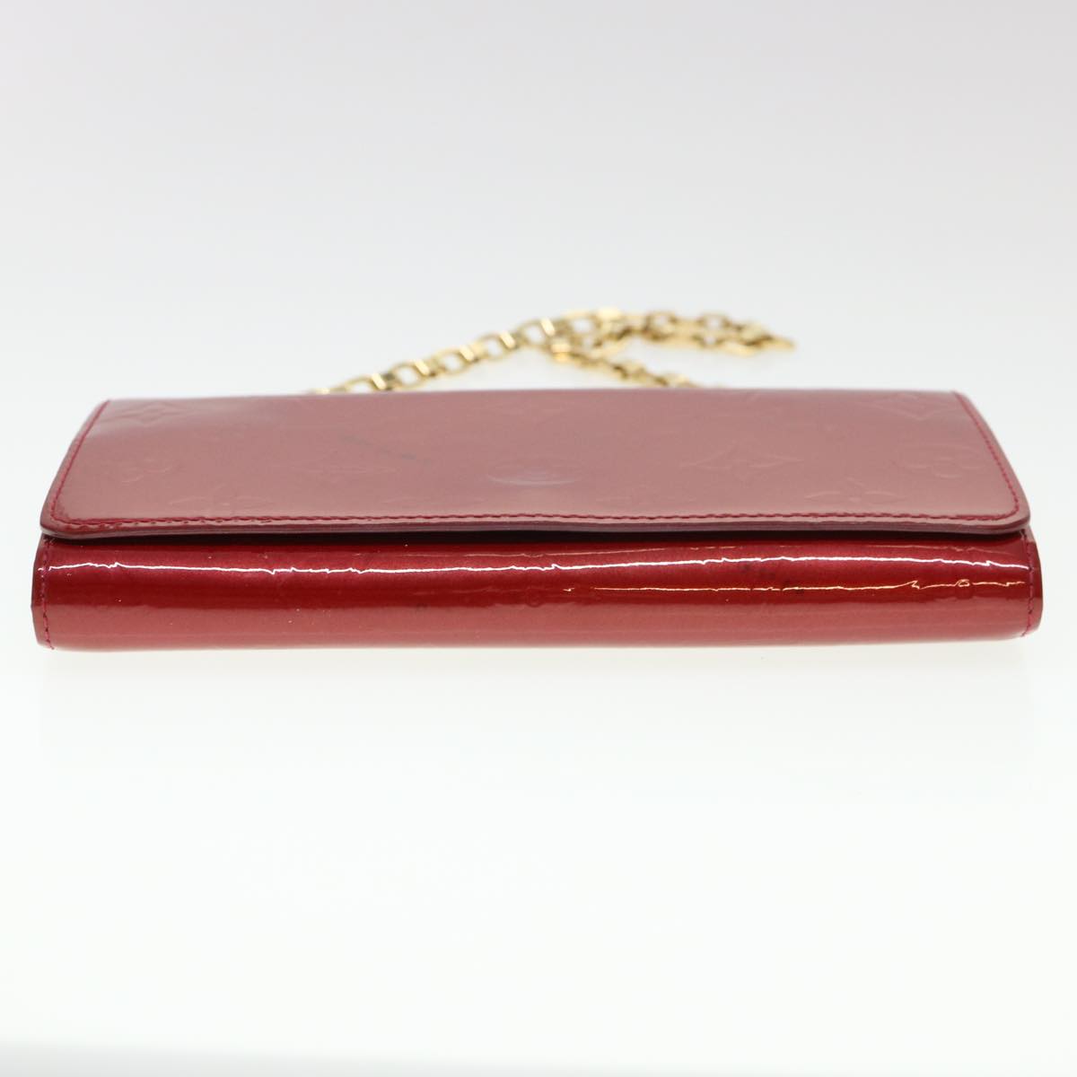 Louis Vuitton  Vernis Portefeiulle Sarah Chain Long Wallet Red M90206 Auth 39373