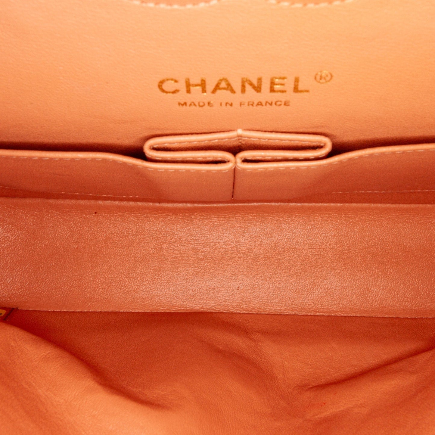 Chanel Classic Double Flap Medium Orange Caviar Gold