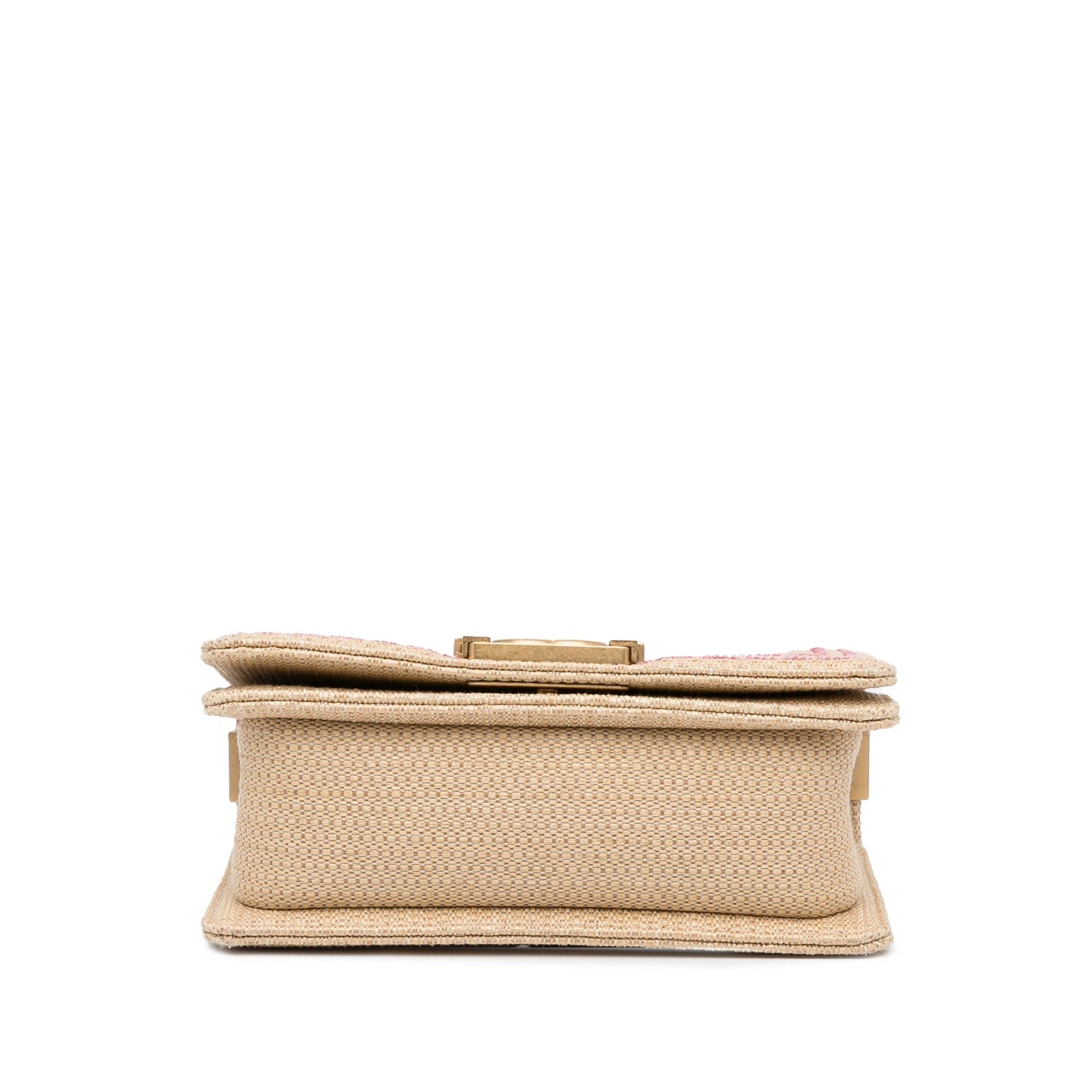 Chanel Boy Small Pink Raffia Gold