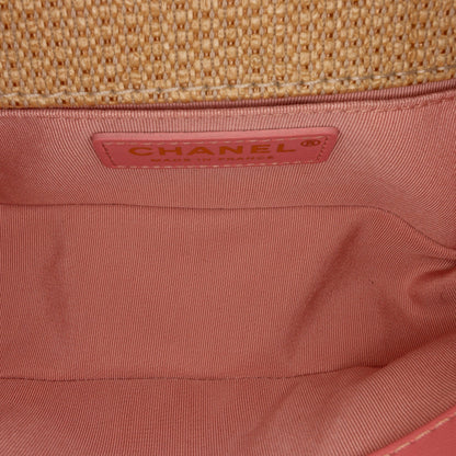 Chanel Boy Small Pink Raffia Gold