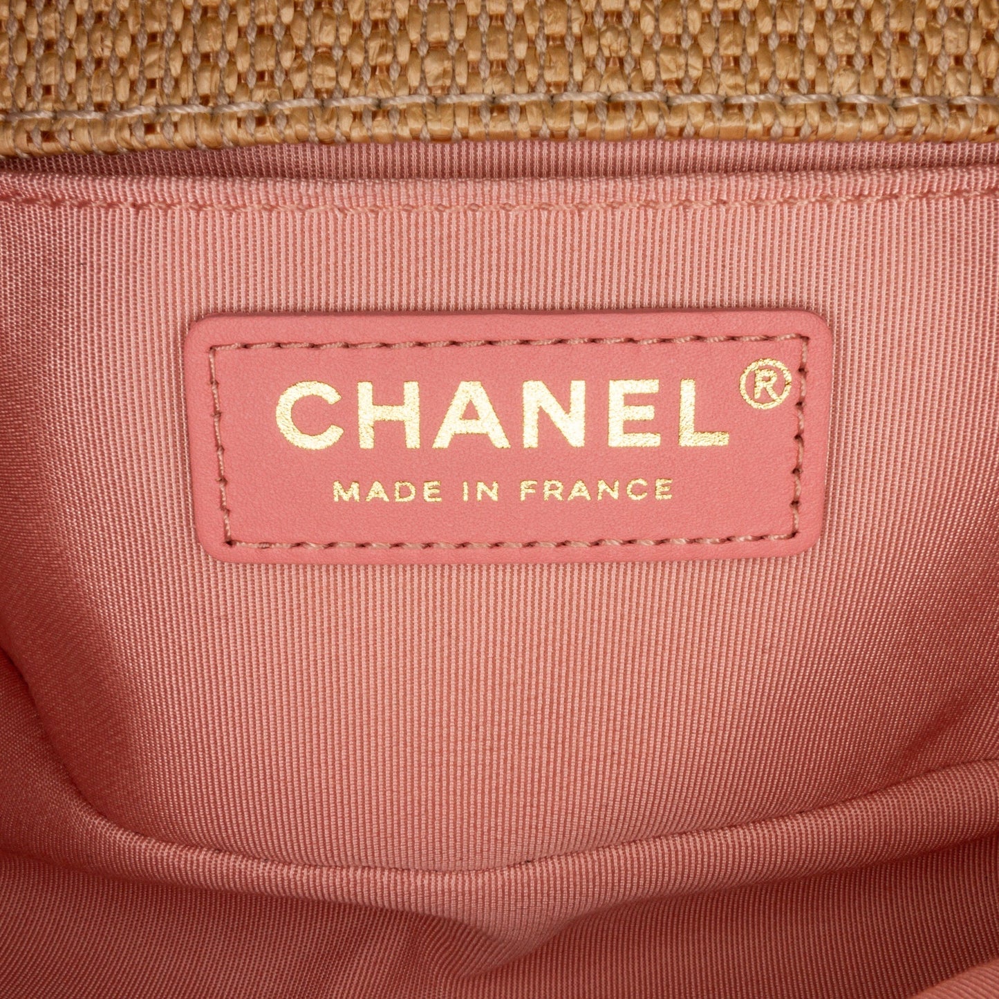 Chanel Boy Small Pink Raffia Gold