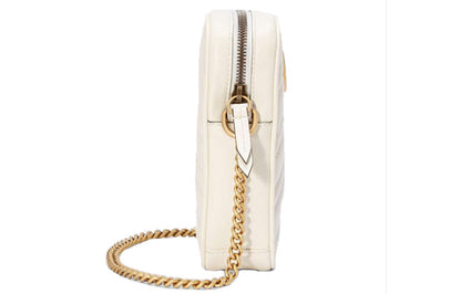 (WMNS) GUCCI GG Marmont Gold Logo Leather Chain Shoulder Messenger Bag Mini White Classic 598597-DTDCT-9022