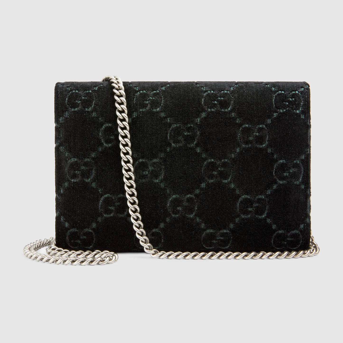 Gucci Dionysus GG Velvet Mini Chain Wallet Black Velvet