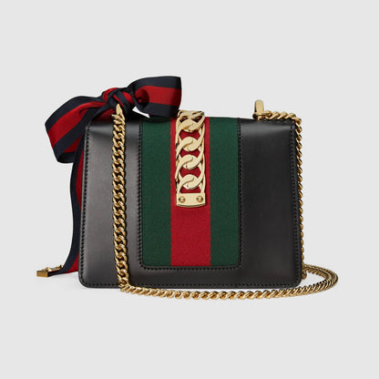 Gucci SyLouis Vuittonie Leather Mini Chain Bag Black